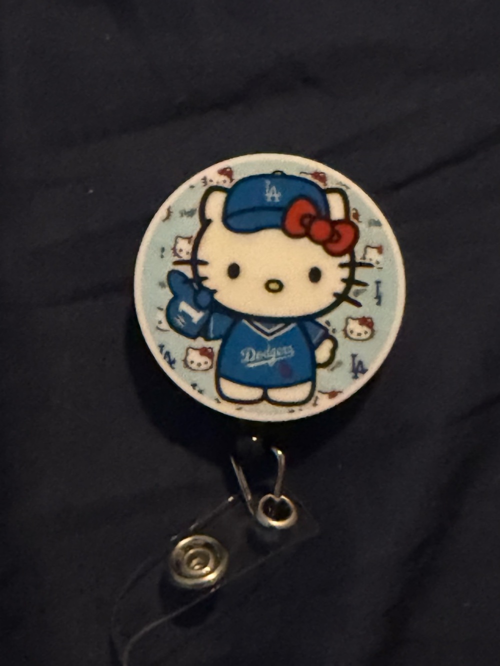 LA Dodgers Hello Kitty Blue Badge Reel - Accessories
